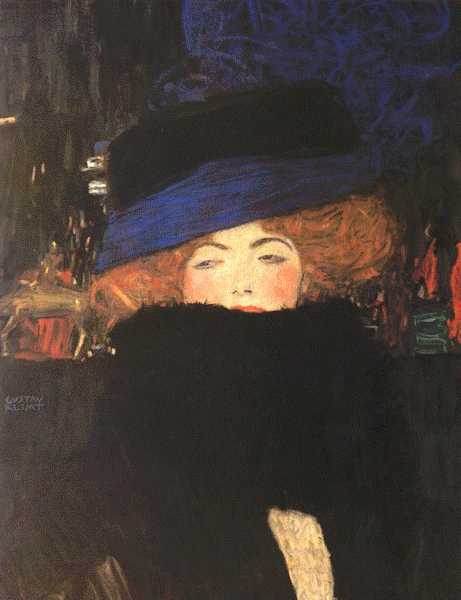 Klimt: Signora con cappello e boa di piume
