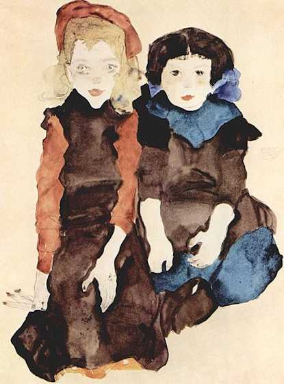 Egon Schiele: Due ragazze sedute