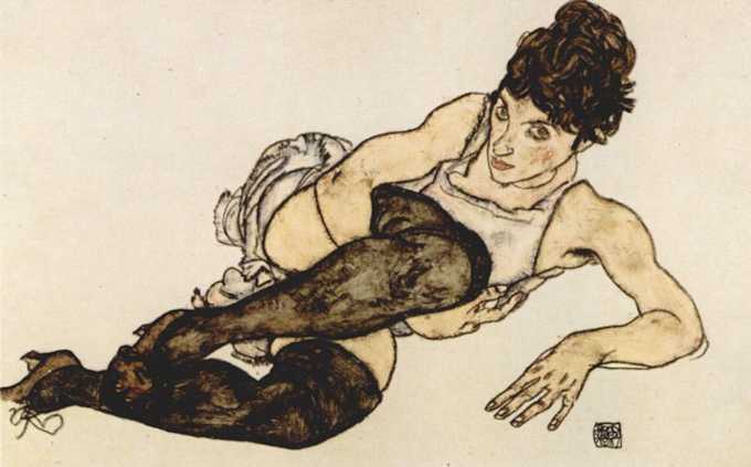 Egon Schiele: Ragazza con le calze verdi