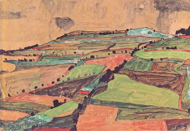 Egon Schiele: Paesaggio di campi (vicino a Krumau)