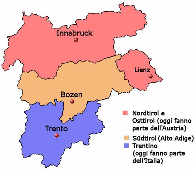 La regione storica del Tirolo