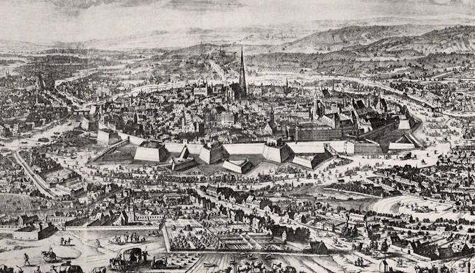 Le fortificazioni di Vienna prima del secondo assedio dei turchi